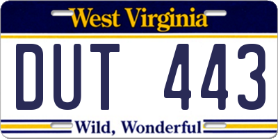 WV license plate DUT443