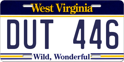 WV license plate DUT446
