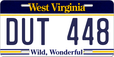 WV license plate DUT448