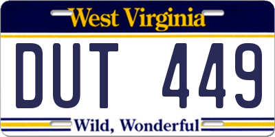 WV license plate DUT449