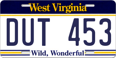 WV license plate DUT453