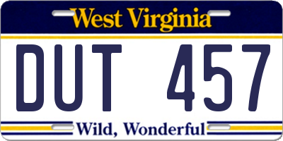 WV license plate DUT457