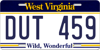 WV license plate DUT459
