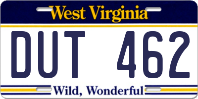 WV license plate DUT462