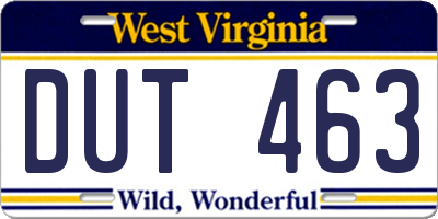 WV license plate DUT463