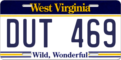 WV license plate DUT469