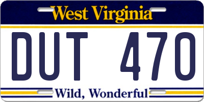 WV license plate DUT470