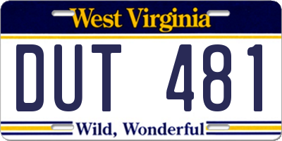 WV license plate DUT481