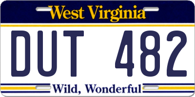 WV license plate DUT482