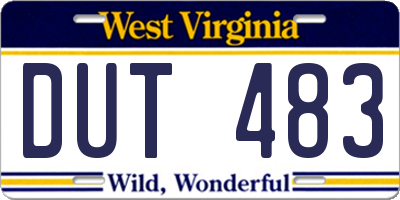 WV license plate DUT483