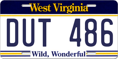 WV license plate DUT486