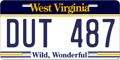 WV license plate DUT487