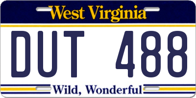 WV license plate DUT488