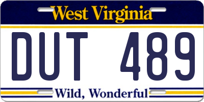 WV license plate DUT489