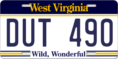 WV license plate DUT490