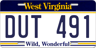WV license plate DUT491