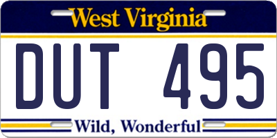 WV license plate DUT495