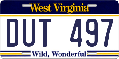 WV license plate DUT497