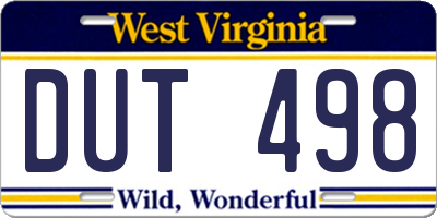 WV license plate DUT498
