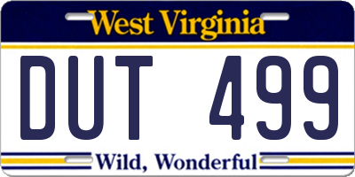WV license plate DUT499