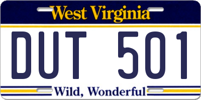 WV license plate DUT501