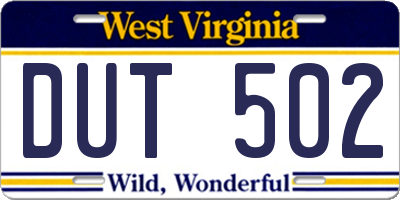 WV license plate DUT502
