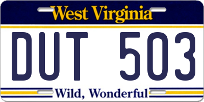 WV license plate DUT503