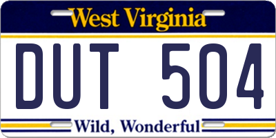 WV license plate DUT504