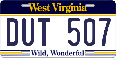 WV license plate DUT507