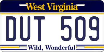 WV license plate DUT509