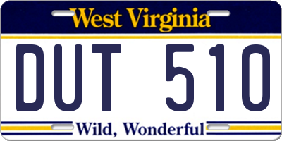 WV license plate DUT510
