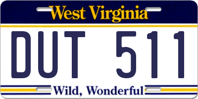 WV license plate DUT511