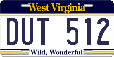 WV license plate DUT512