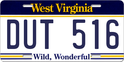 WV license plate DUT516