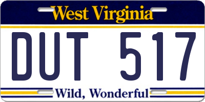 WV license plate DUT517
