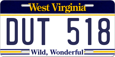 WV license plate DUT518