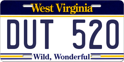WV license plate DUT520