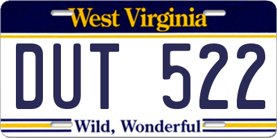 WV license plate DUT522
