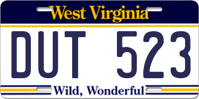 WV license plate DUT523