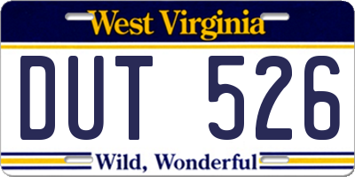 WV license plate DUT526