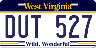 WV license plate DUT527