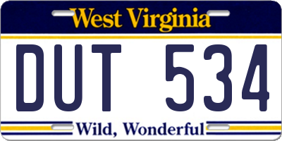 WV license plate DUT534