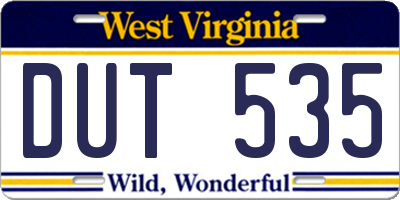 WV license plate DUT535