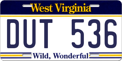 WV license plate DUT536