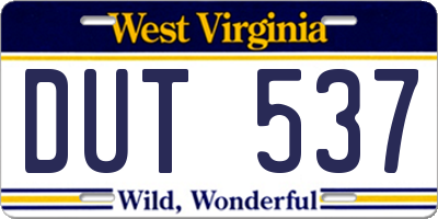 WV license plate DUT537