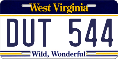 WV license plate DUT544