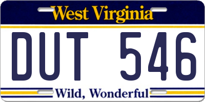WV license plate DUT546