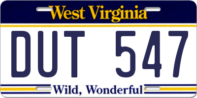 WV license plate DUT547