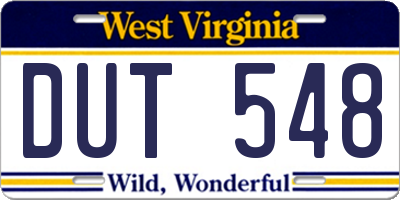 WV license plate DUT548