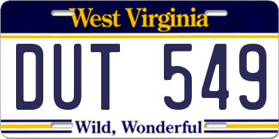 WV license plate DUT549